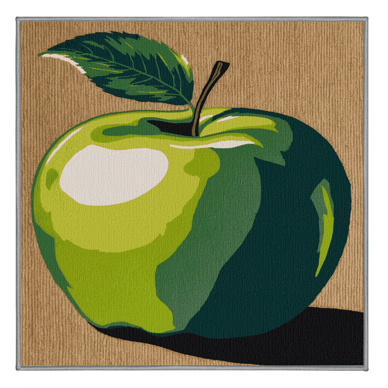 Tapis lavable pomme avec pommes Granny Smith, Carré 4 pi