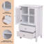 Armoire de rangement, 2 tiroirs, portes en verre transparent, buffet en bois blanc avec tablettes pour les meubles de salle à manger de cuisine