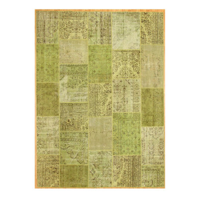 Hand Knotted Wool and Cotton Patchwork Indoor Rug