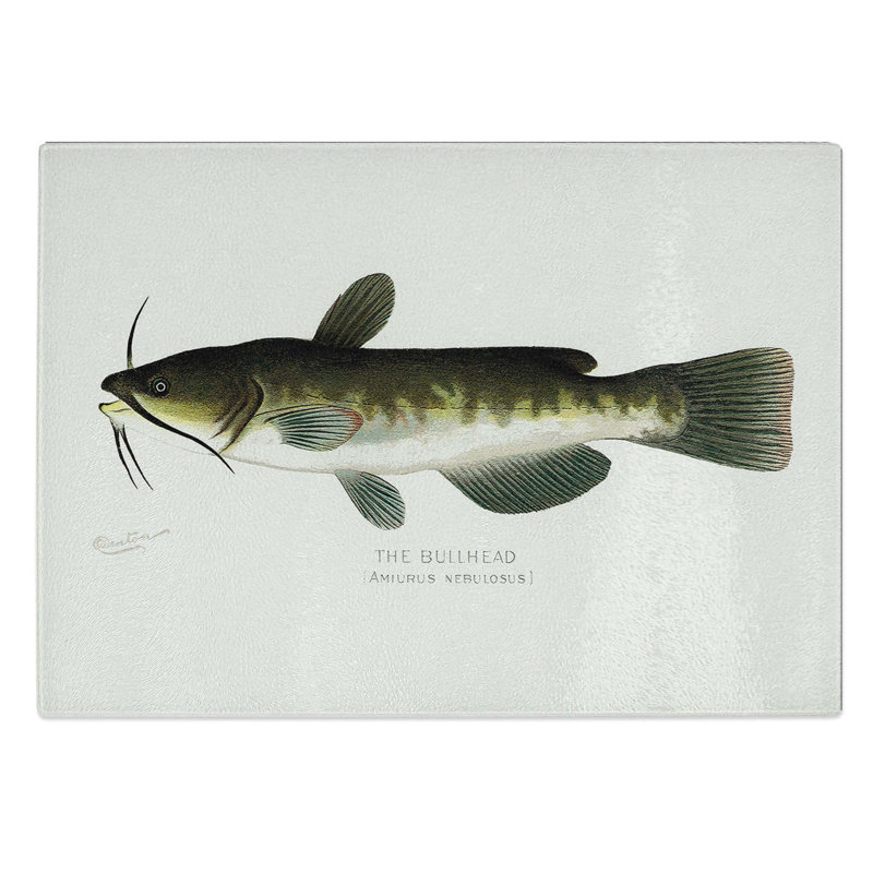 Tempered Glass Bullhead Fish Chopping Board, 39 cm W x 28.5 cm L