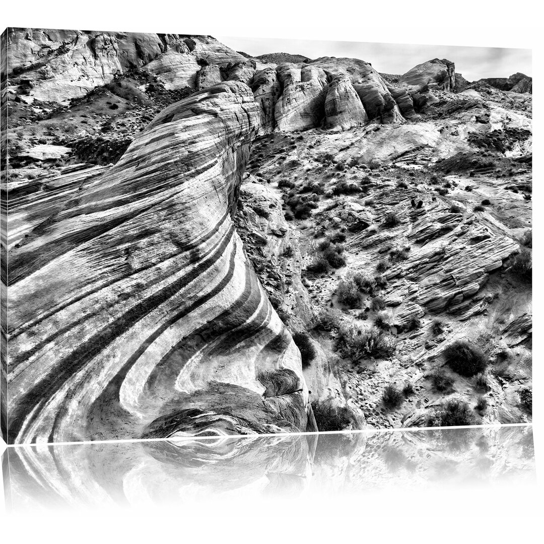 Nevada Wüste Grand Canyon Fotodruck auf Leinwand in Monochrom