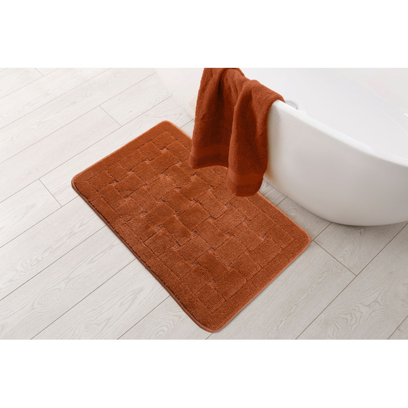 Architha Polypropylene Plastic Non-Slip Bath Mat, Burnt Orange