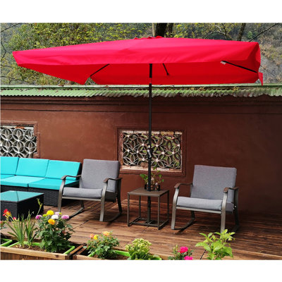 Isam 10 x 6.5ft Rectangular Patio Umbrella Outdoor Market Umbrellas with Crank and Push Button Tilt