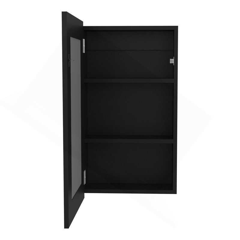 Armoire à pharmacie à miroir étroit H 25,7 "x l 15,7" Juno, une porte avec trois tablettes intérieures pour la salle de bain, noir cuisine