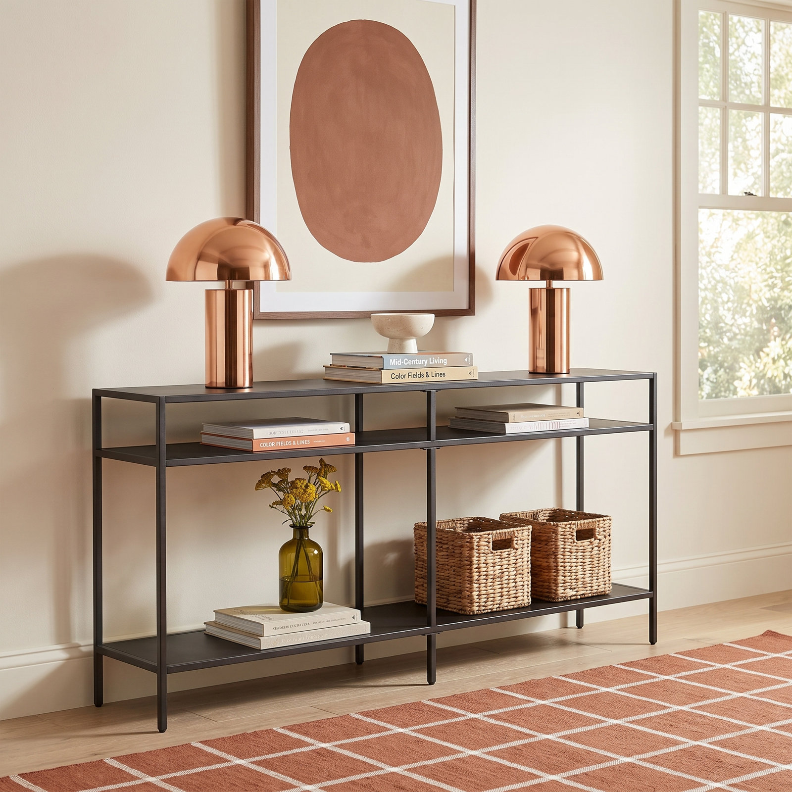 Ceno Console Table, 29" H x 64" W x 12" D, Blackened Bronze