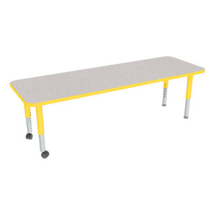 Table d'activités préscolaire rectangulaire à hauteur réglable avec roulettes