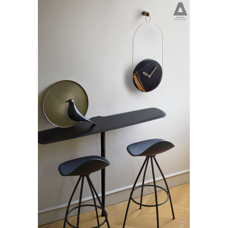 Eslabon Marble Wall Clock, Calacatta Marble/Brass
