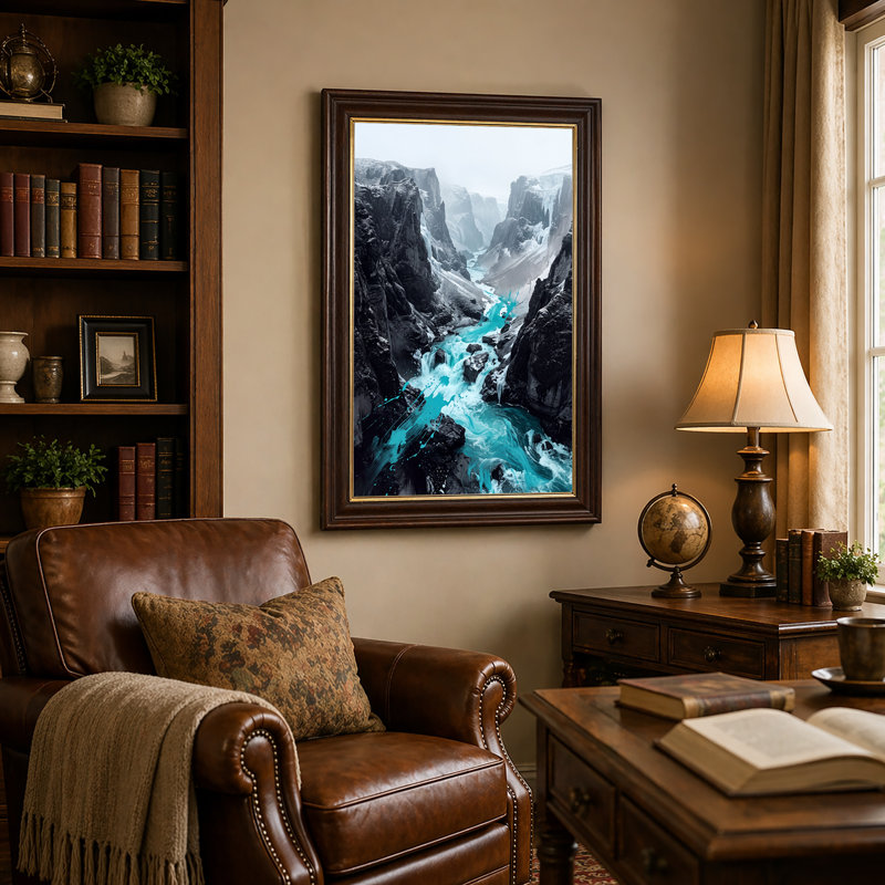 Art sur toile, "Dark Rocky Canyon", 18"H x 12"W