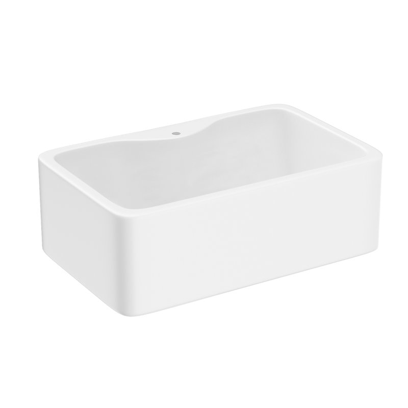Lavabo de salle de bain vasque rectangulaire blanc en céramique 15 po Orren Ellis