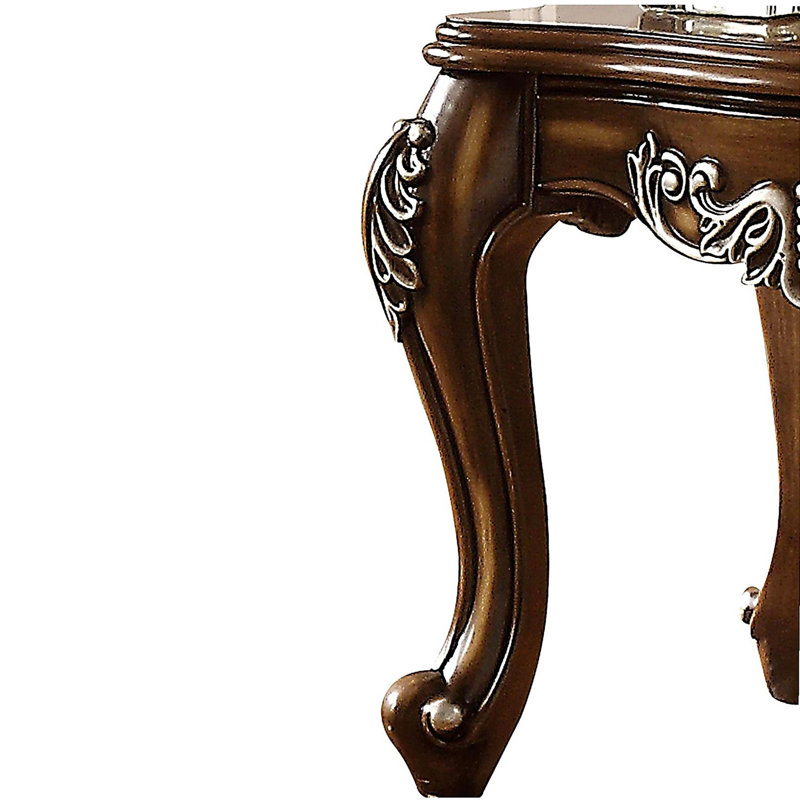 Table de bout en chêne rustique, pieds de style Queen Anne