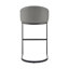 Counter Stool In Black Metal With Grey Faux Leather