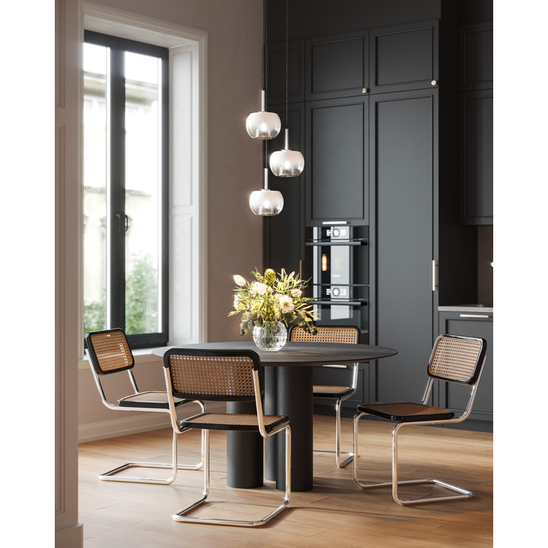 Samar Chrome and Opal Glass 3-Light Chandelier