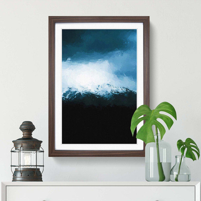 Snow Topped Mountain in Abstract - Picture Frame Graphic Art Print, 36cm H x 27cm W x 2cm D, Walnut Framed