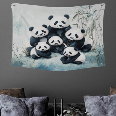 Tapisserie murale Panda Family - Décoration murale animal