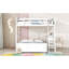 Lit double superposé au dessus d'un lit double avec bureau, blanc-1129700010