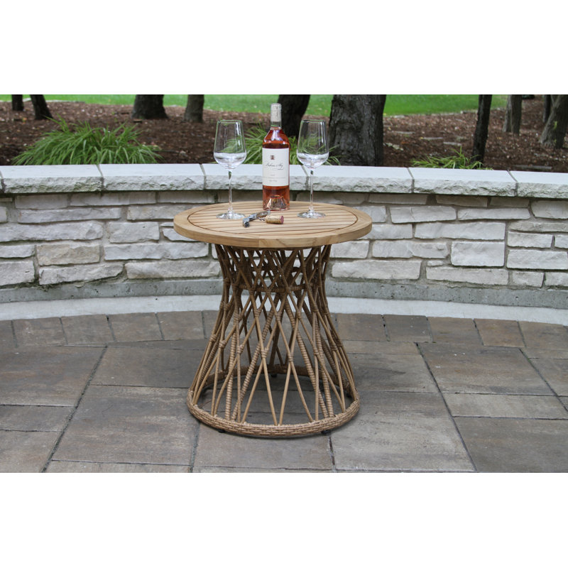 Round Wicker Outdoor Side Table , 21.5'' in. W 21.5'' in. D