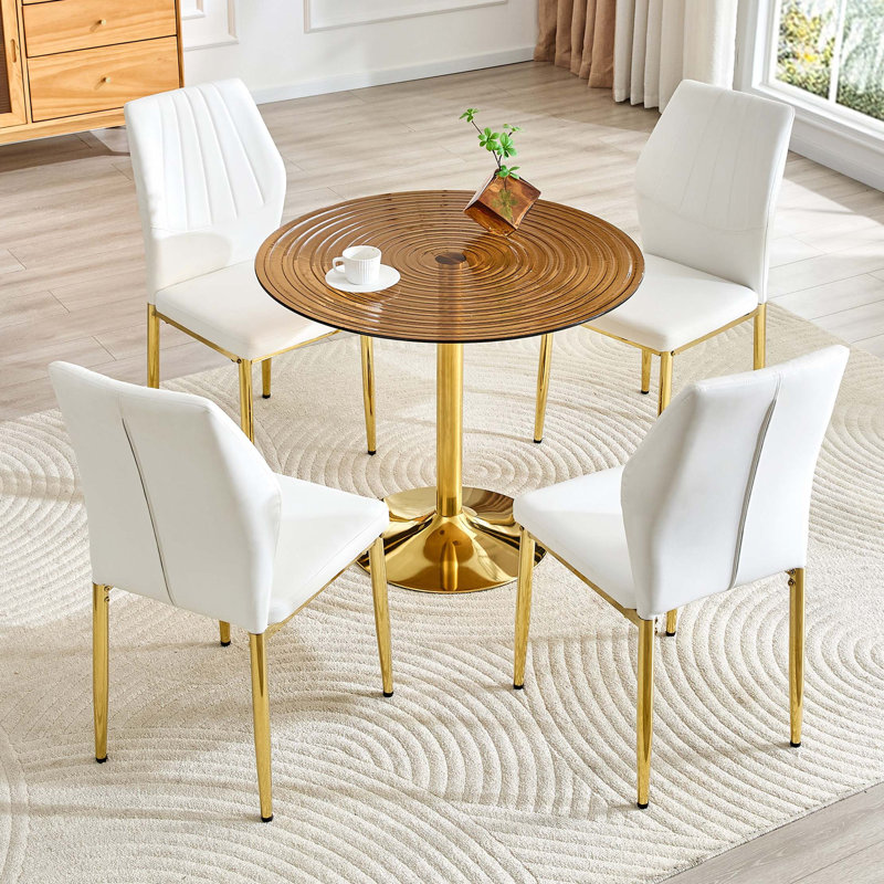 Ensemble repas luxueux en verre avec chaises ergonomiques