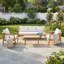 Ensemble de 5 meubles en bois d'acacia, ensemble de conversation avec canapé et table basse pour terrasse, balcon