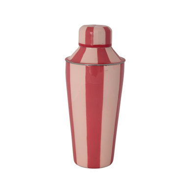 Shaker à cocktail rayé en acier inoxydable émaillé avec rebord coloré