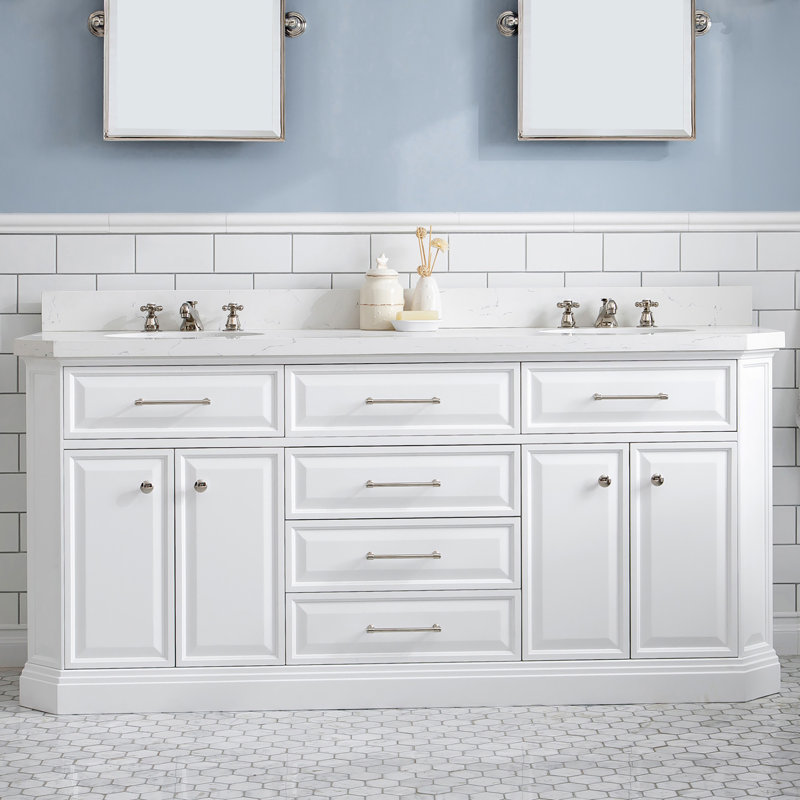 Palace 72'' W Vanity, Pure White, Polished Nickel