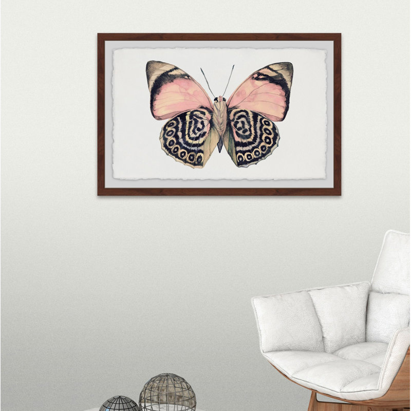 «Artsy Pink and Black Wings», reproduction de peinture à l'aquarelle encadrée, 16 po x 24 po