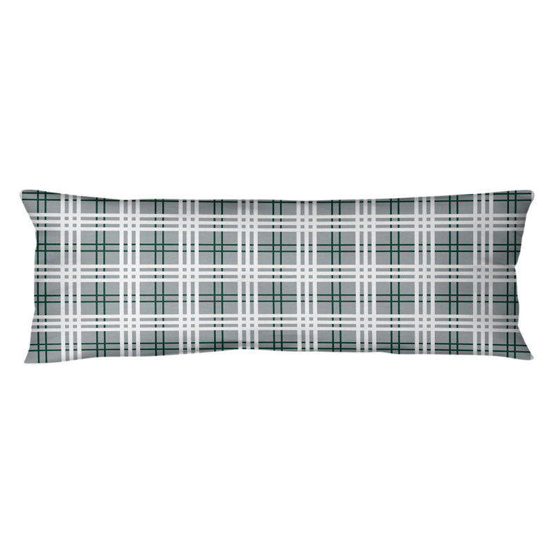 Polyester Medium Pillow, Microfiber, Gray/Hunter Green/White