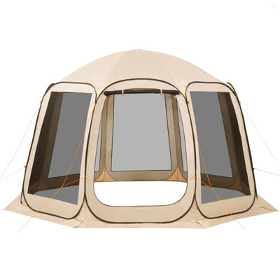 Tente moustiquaire avec moustiquaire, tente moustiquaire pour 10 à 12 personnes, moustiquaire portable avec sac de transport, côtés de filet, piquets de sol, pour jardin, patio, cour, activités de plein air, beige