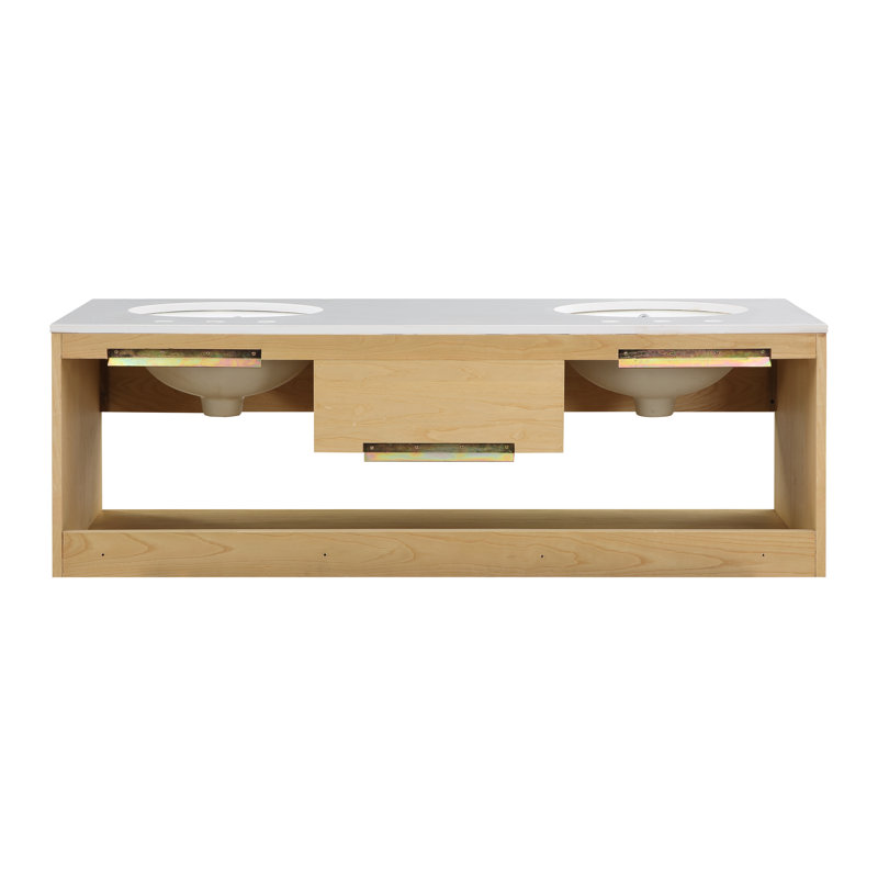 Redbridge 60'' Double Wall Mounted Bathroon Vanity with Quartz Top