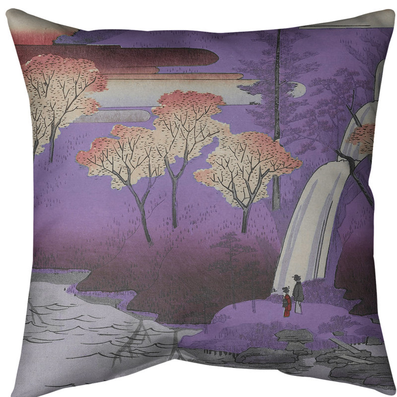 Coussin euro chiyogaike étang, Mauve, Polyester sergé