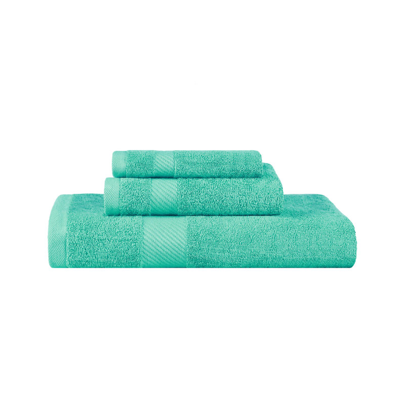 Kendell Egyptian Cotton Medium Weight Solid Luxury 3 Piece Towel Set, Sea Green