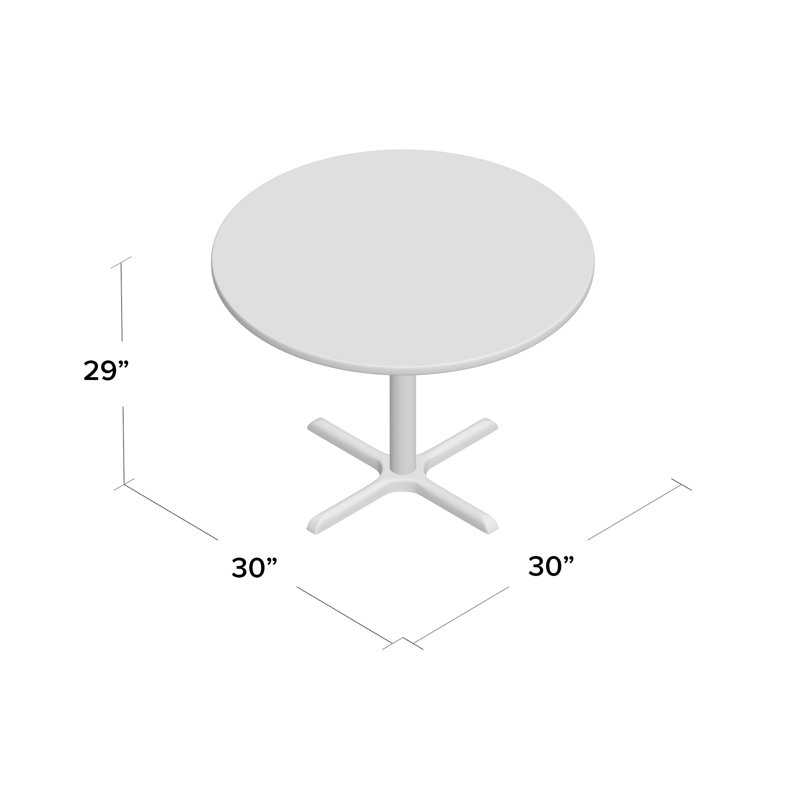 Urban Loft Round Solid Wood Breakroom Table, Barnwood, 29" H x 30" L x 30" W