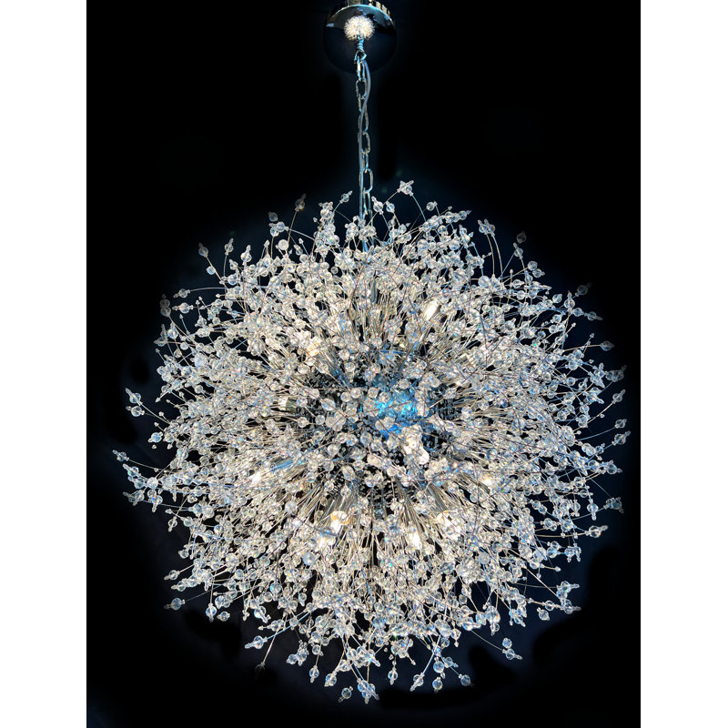 16 - Light Crystal Dimmable Sputnik Sphere Chandelier, Chrome