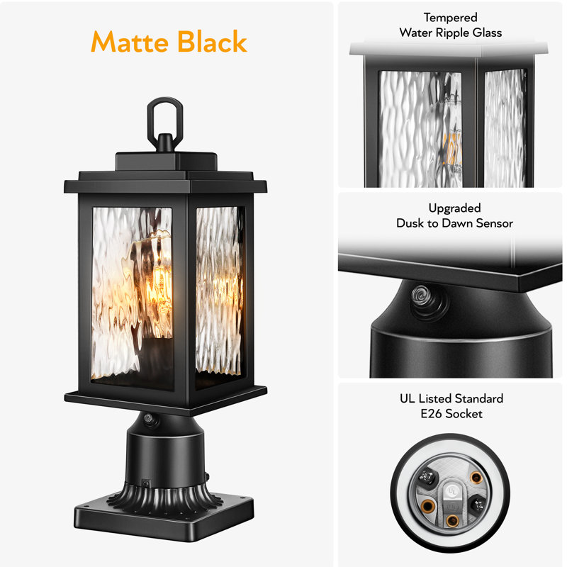 Lampadaire 17,9 "H Dusk To Dawn, H 17,6 po x l 5,6 po x P 5,6 po