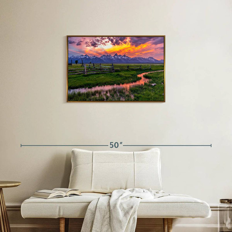Éclat de Grand Teton, Cadre flottant doré, 31 po x 21 po