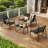 4-Piece Patio Conversation Set – Loveseat, 2 Chairs & Glass Table for Balcony or Garden-1809597217