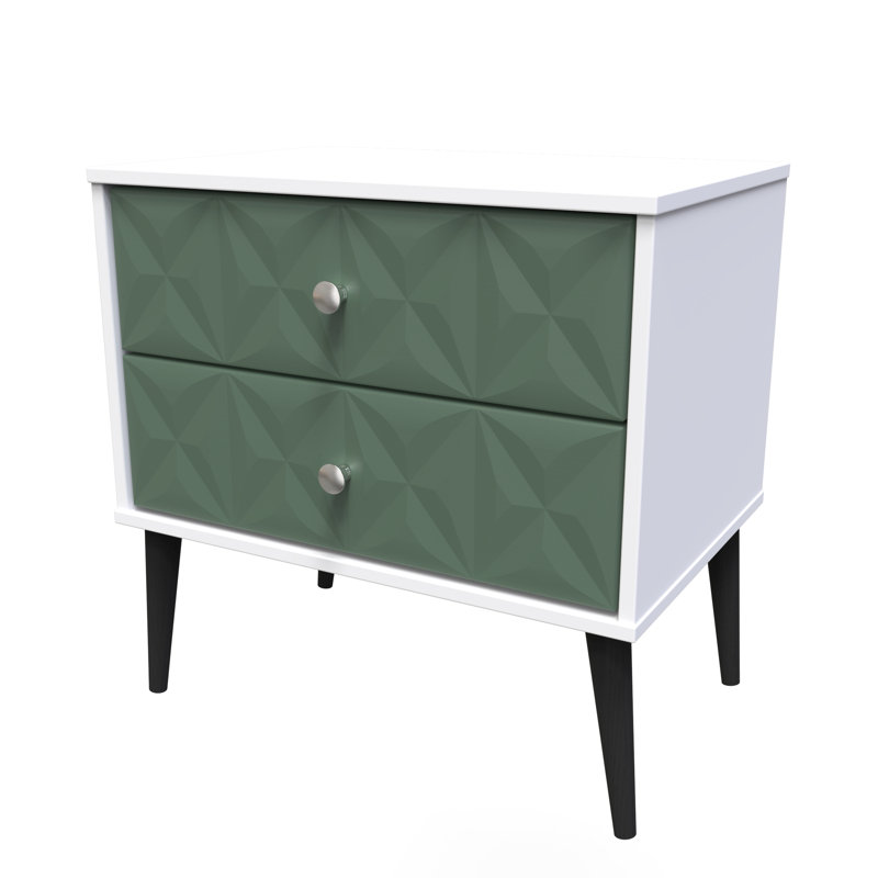 Carnlea 58 cm W Bedside Table, Labrador Green/White