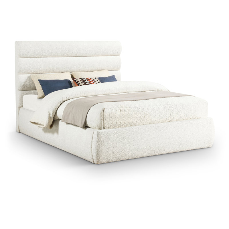 Adam Boucle Fabric Bed, Queen, Cream Boucle Fabric