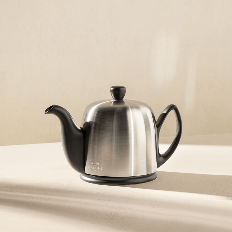 Salam Porcelain Teapot Set Teapot, 11.81 fl oz, Black/Silver