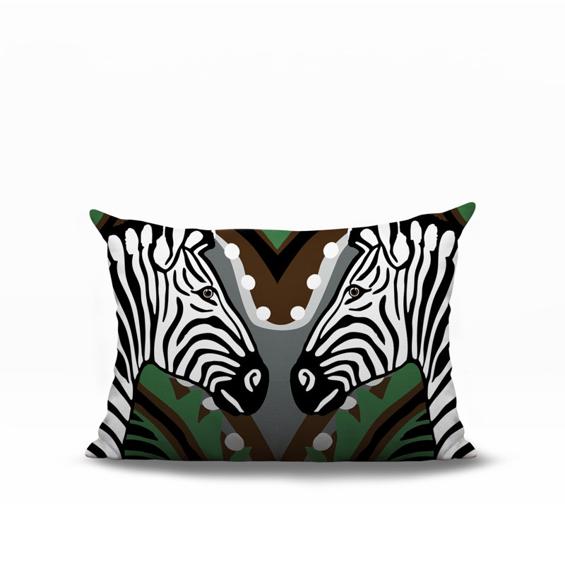 Oreiller rectangulaire réversible intérieur / extérieur Kondy Zebra, Grey, H 18 po x l 25 po