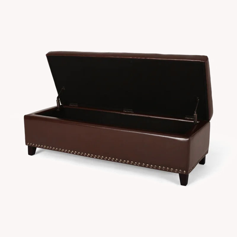 Bluford Upholstered Storage Bench, Chestnut Brown//Black
