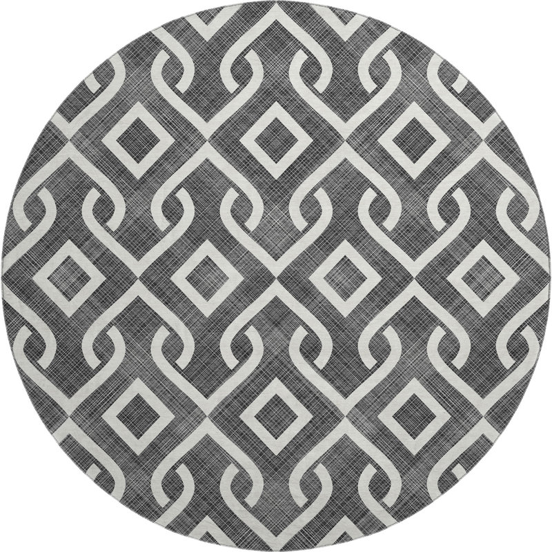 Premium Machine Washable Cerrito Black Rug, Round 8'