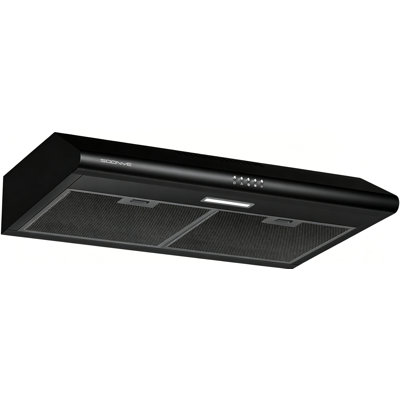 30 Inch Matte Black Under Cabinet Range Hood, Slim Stainless Steel Kitchen Vent Hood, 250 CFM 3 Speed Controls Ducted/Ductless Convertible with 5-Layer Aluminum Filters, LED Light, Activated Carbon Filter and Aluminum Foil Tube