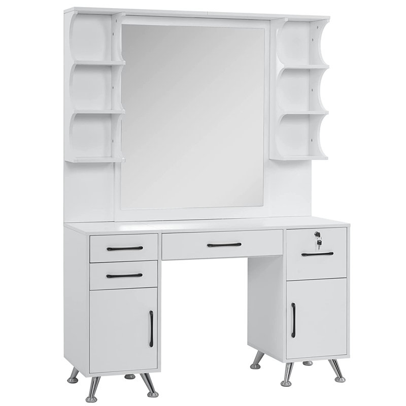 Ensemble coiffeuse et table de maquillage Beka, Blanc