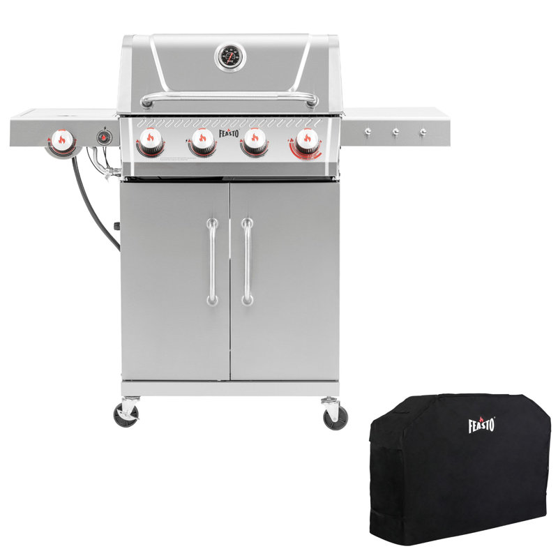 FEASTO 4-Burner Propane Gas Grill with Cover