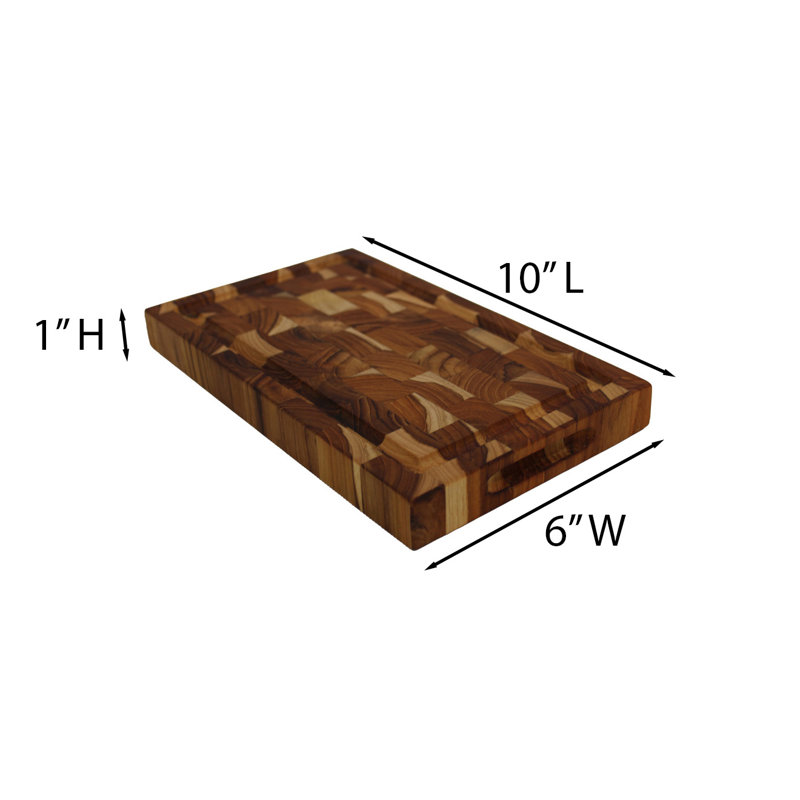 EcoDecors FSC Certified, Reversible End Grain Solid Teak Wood Cutting Board, for Snacks, Cheese, Garnish & Kitchen Prep, 10x6