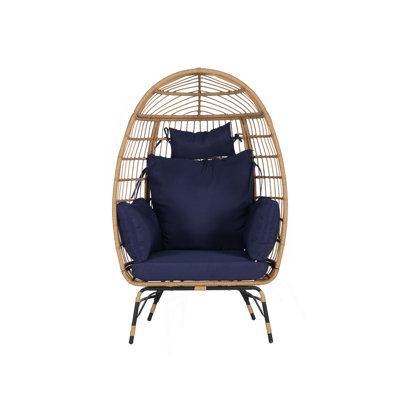 Wicker Egg Chair,Rattan Egg Chair Indoor Outdoor,Oversized Large Egg Chairs 600Lbs With Ottoman And Thick Cushions For Porch, Backyard, Balcony