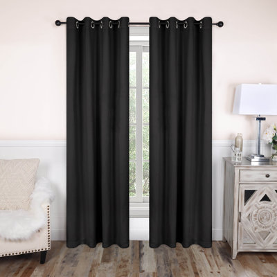 Millendon Energy Saving Modern Polyester Grommet Room Darkening Curtain Pair