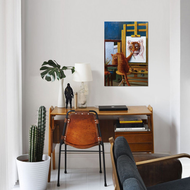 « norman catwell », peinture sur toile tendue, H 12 po x l 8 po x P 0,75 po