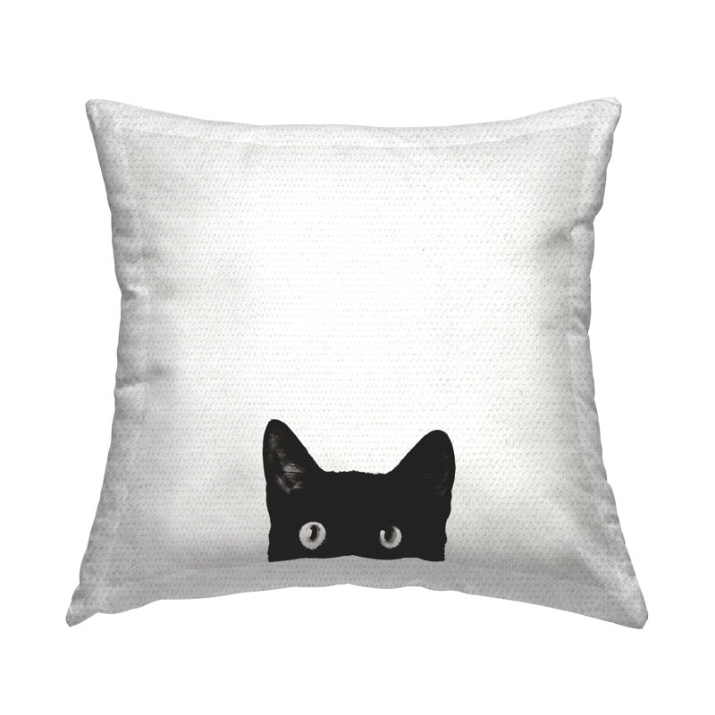 Coussin d'extérieur imprimé yeux de chat Peeking par Jon Bertelli