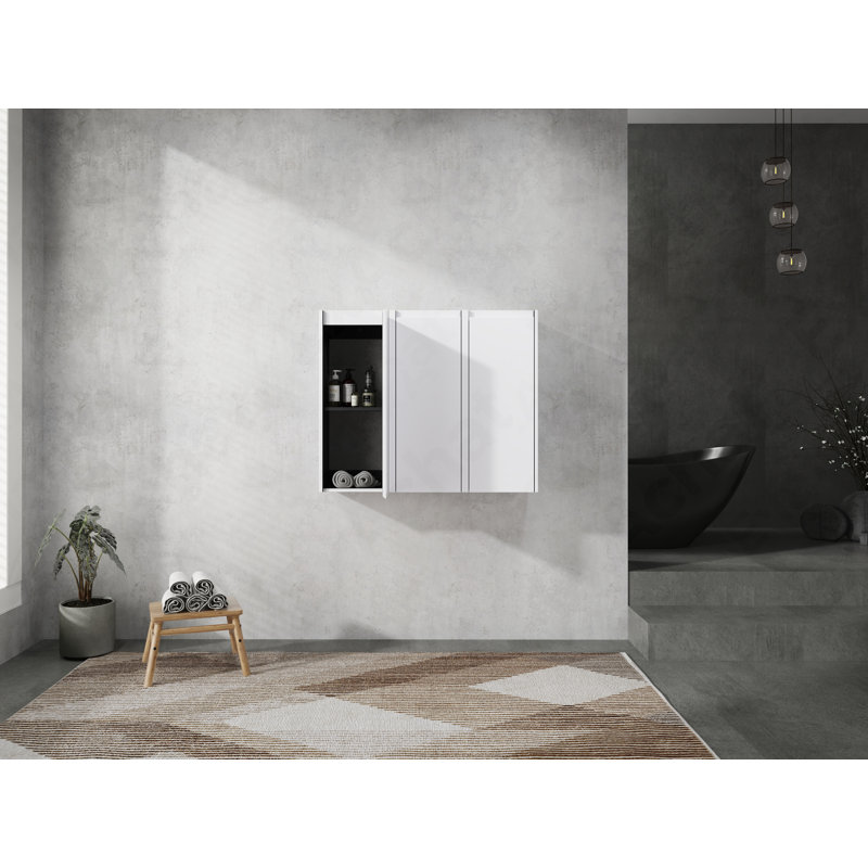 12" Bathroom Side Cabinet, 3-Soft Close Doors, Float Mounting Design, 12*3, White